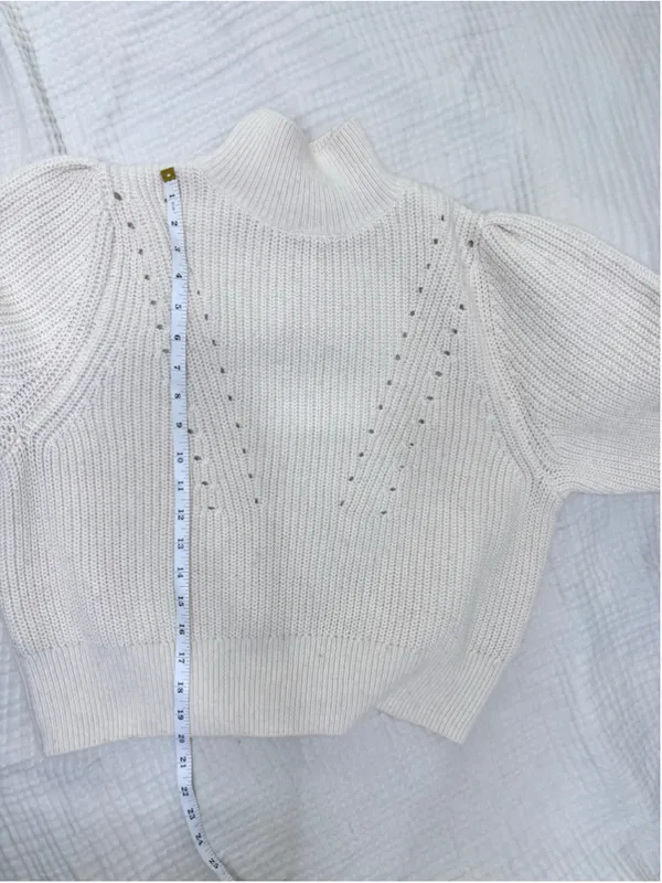 Women's H&M Cream Turtleneck Sweater Size S Ribbed Knit - Image 6