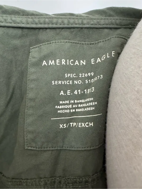 American Eagle Small 100% Lyocell Military Utility Hood Jacket Olive Green XS - Image 4