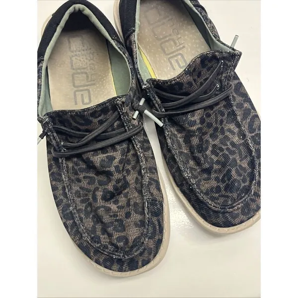 Hey Dude Shoes Wendy Sox Leo Brown Women’s Size 6 Slip On Loafer Fabric Leopard - Image 12