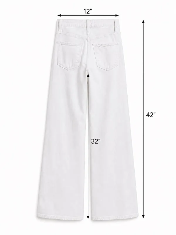 FRAME Denim Women’s 24 White High Rise Wide Leg Flare Jeans Made USA Barneys - Image 4