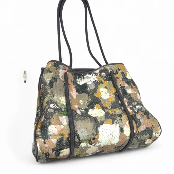 ANTHROPOLOGIE Hazel Tote Bag Tote neoprene Beach SHoulder Abstract Womens - Image 2