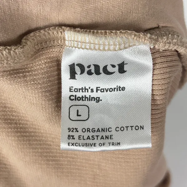 Pact Wide Leg Pant Women's Large Organic Rib Cotton Pull On Lounge Airport Beige - Image 6