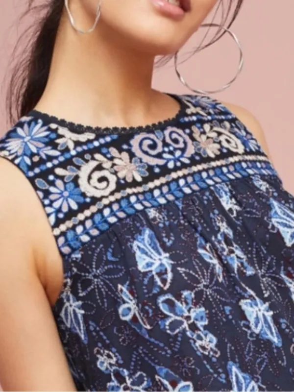 EUC Anthropologie One September Deauville Embroidered Tiered Top Size XS - Image 3