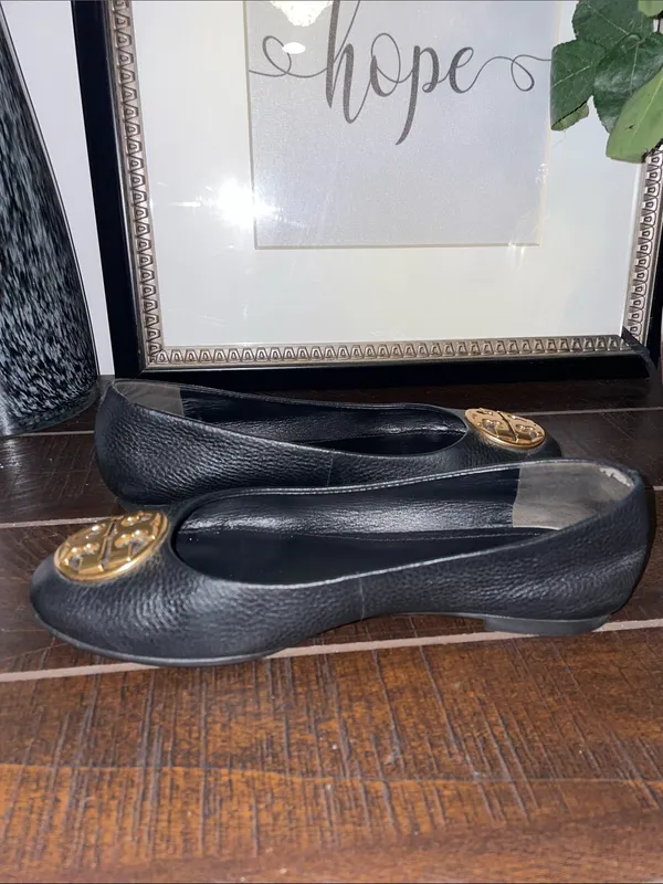 Tory Burch Black Leather Chelsea Flats Size 5.5 - Image 7