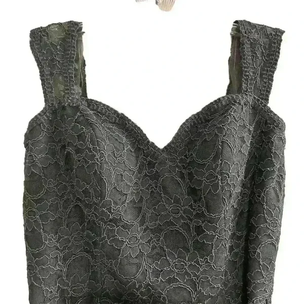Mori‎ Lee Dark Gray Lace Evening Gown Size 10 Sleeveless V-Neck Short Dress - Image 11
