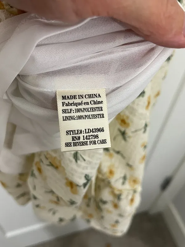 New Love Riche Small White Yellow Floral Off Shoulder Dress - Image 8