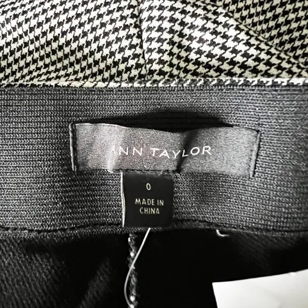 NEW Ann Taylor The High Waist Side Zip Stretch Trouser Pant Houndstooth Print 0 - Image 2