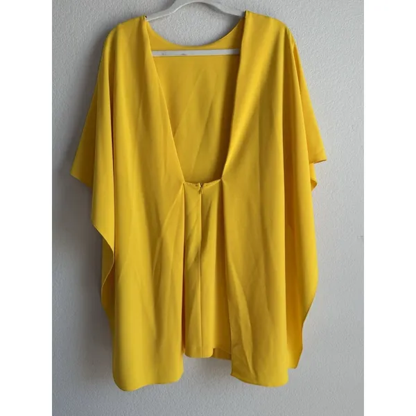 ZARA Women's Open Back Yellow Ruffle Cape‎ Mini Dress Size Small Modest - Image 6