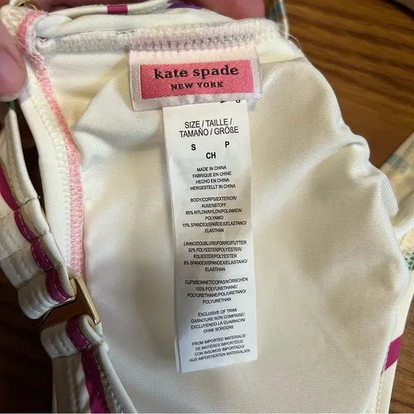 NWT Kate Spade NY Women's Striped Multicolor Zip-Front Bikini Top Padded Size S - Image 7