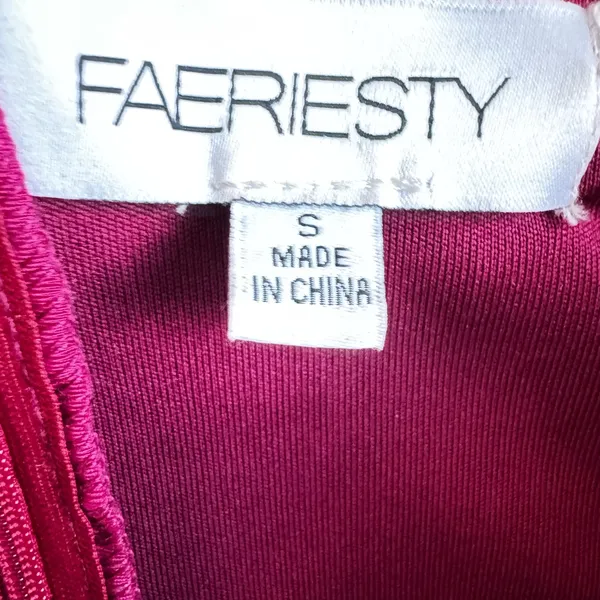 FAERIESTY Solid Mermaid Hem Tube Pink Strapless Evening Gown Size Small. - Image 15