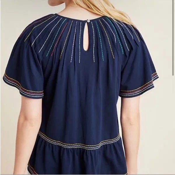 ANTHROPOLOGIE Maeve Chamonix Rainbow Stitched Embroidered Top - Image 2