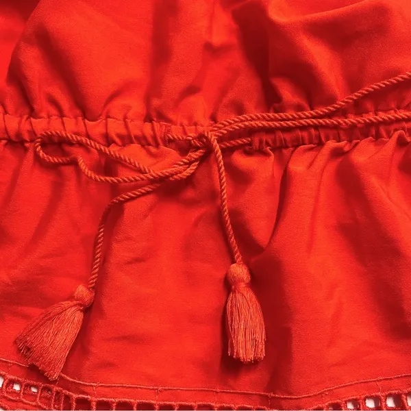 Imperfect‎ Lane Bryant top short sleeved size 14 eyelet tie front tassel top - Image 13