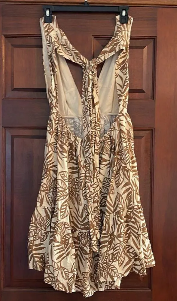 House of Harlow, 1960 leaf print linen blend tie back sundress - Image 6