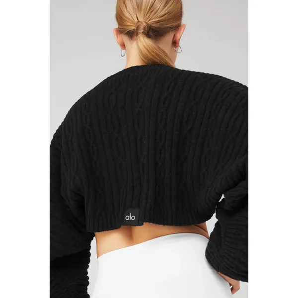 Alo Cable Knit Shawl Black One Size - Image 3