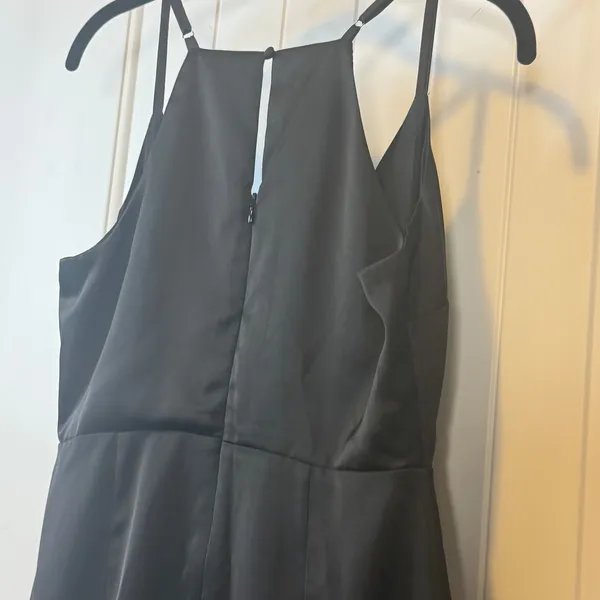 Lulus Black Wrap Mini Dress Surplice Neck Satin Finish Cocktail Party Size M NWT - Image 6