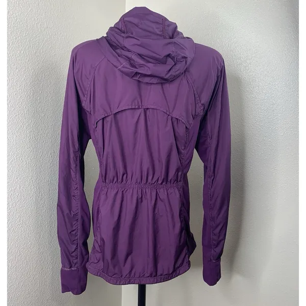 Lululemon Rush Hour Jacket Full Zip Darkest Magenta Purple Hooded Sz 12 *Flaw - Image 9