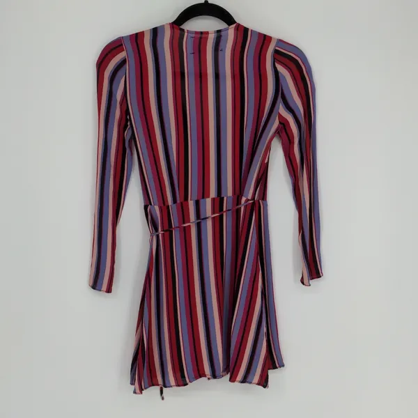 Reformation Anya Women's Wrap Dress Size Extra Small Vertical Stripe Colorful‎ - Image 11