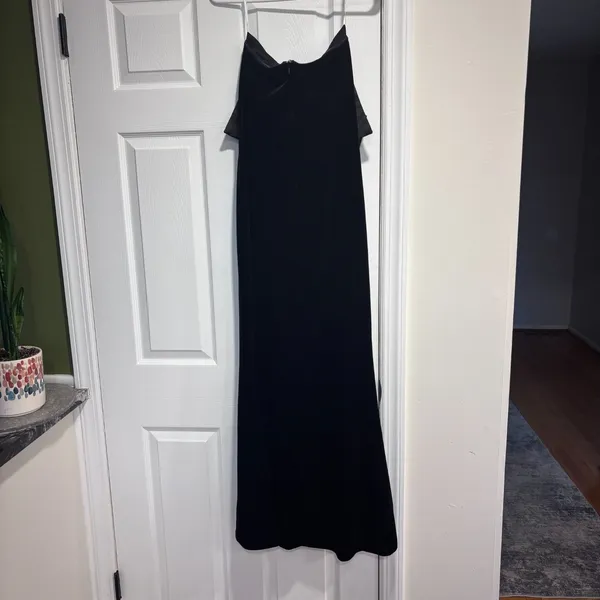 Lulus Dramatic Stunner Black Velvet Bow Strapless Maxi Dress Sz L Glam Galas $88 - Image 4