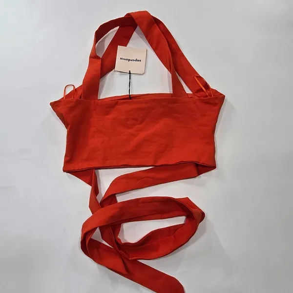 Superdown Elva Halter Tie Top in Poppy - Image 9
