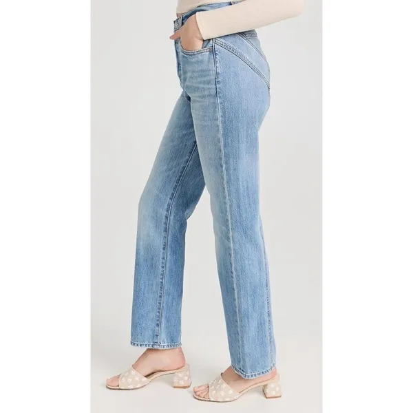 7 For All Mankind Womens Star Panel Easy Straight‎ Button Fly Jeans Blue Size 28 - Image 3