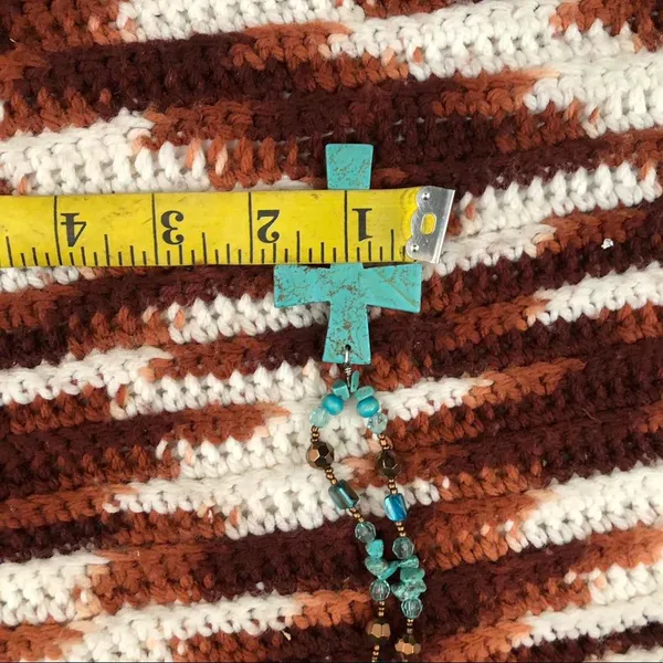 Bohemian Hippie Boho Faux Turquoise Beaded Stone Teal Necklace Brown #Navajo #Southwestern #indie Measurement in pics - Image 4