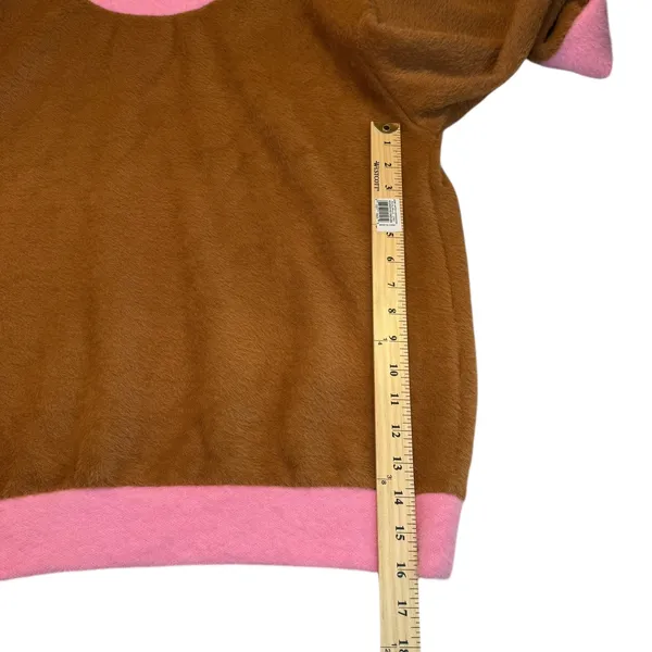 Anthropologie Maeve Cozy Ringer Fuzzy‎ Sweatshirt Honey Brown and Pink NWT - Image 5
