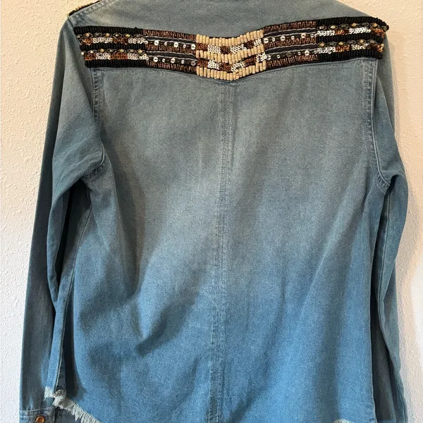 Miss Me Embellished Denim Button Down Shirt - Image 2