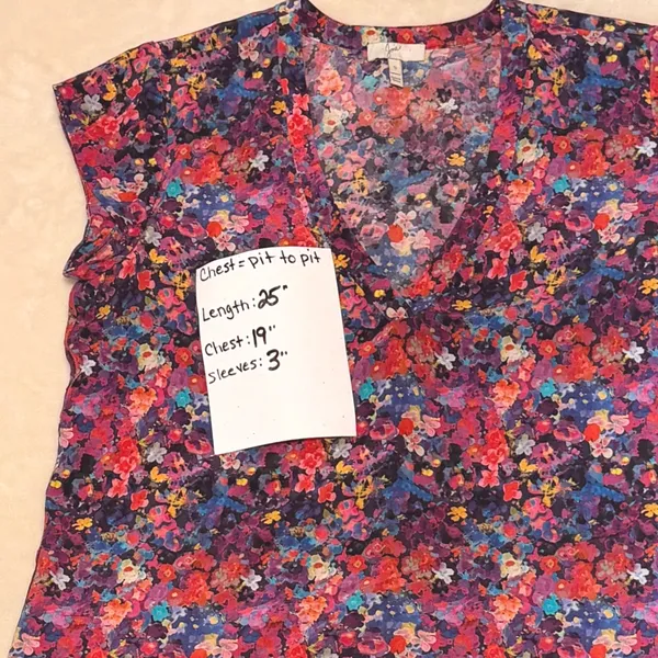 Joie 100% Silk Floral Print V-Neck Blouse Top Women's S Multicolor Cap Sleeve - Image 5