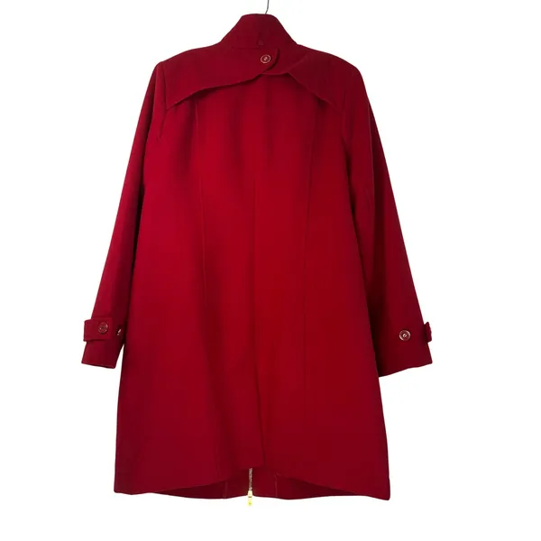 Isaac Mizrahi Live Red Full Zip Stand Collar Car Coat Jacket Large No Hood - Image 2