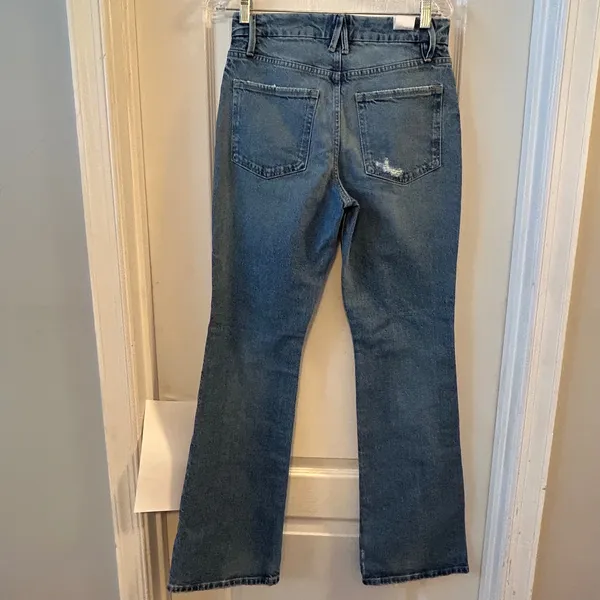 GOOD AMERICAN Womens Blue Denim Flare Jeans Size‎ 6 28 Distressed High Rise - Image 4