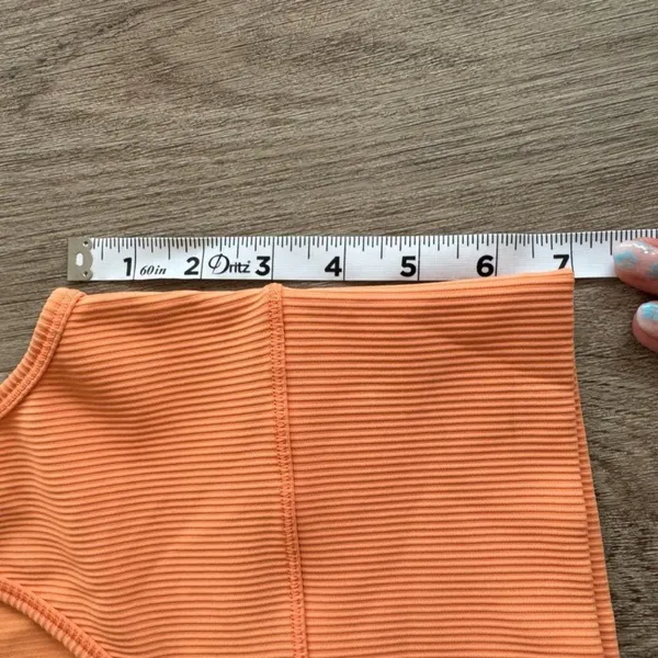Lululemon Power Pivot Ribbed Tank Top Cropped Orange XS S Sleeveless Halter‎ - Image 4