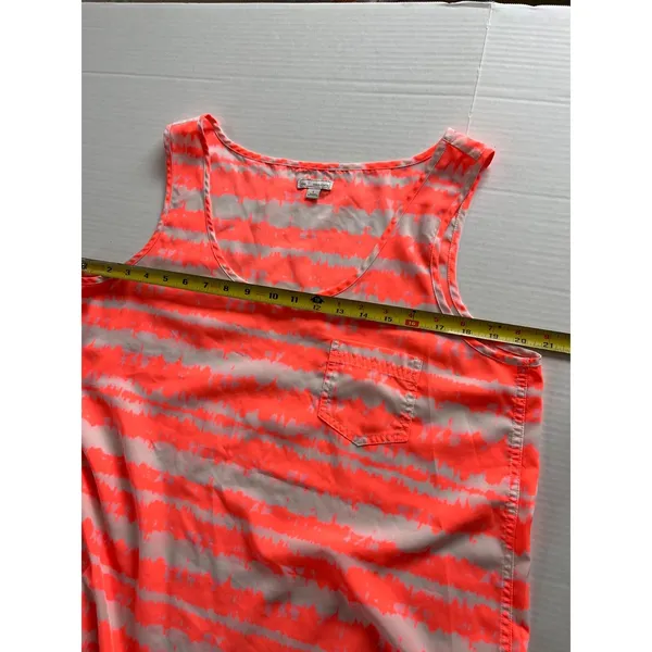 Gap‎ Sz L Orange White Tie Dye Tank Top Shirt Chest Pocket Sleeveless - Image 4