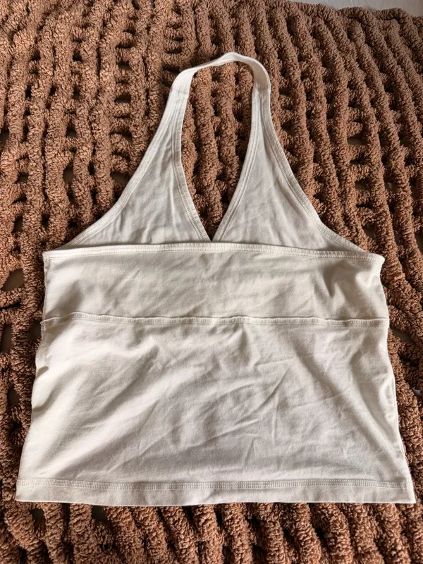 Anthropologie Pilcro Ivory Cotton Halter Top Wrap Front Size M - Image 2
