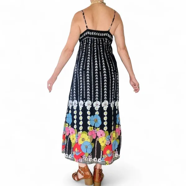 Derek Heart Black White Colorful Floral Sleeveless Maxi Dress - Image 6