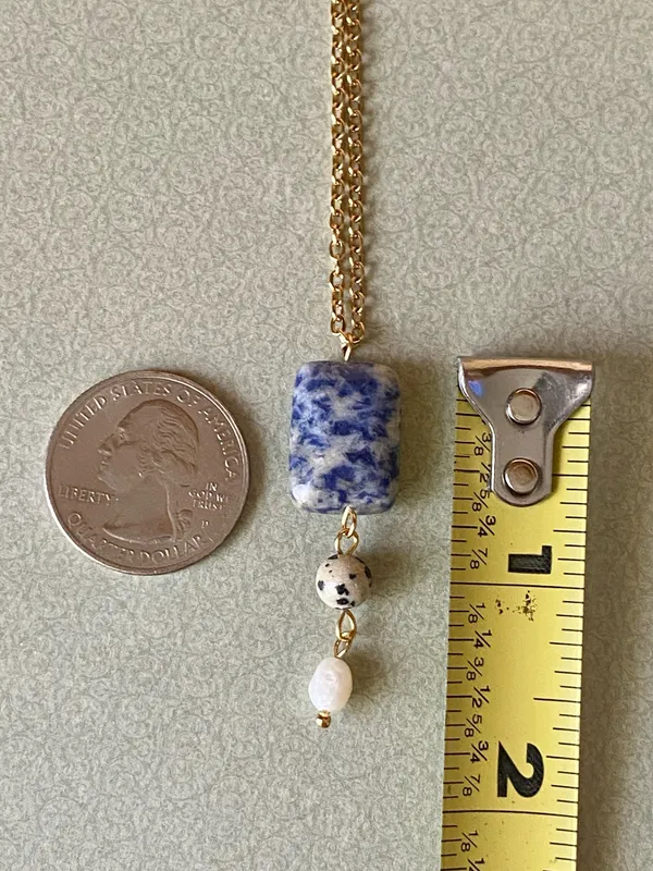 Handmade gem stones & freshwater pearl boho statement necklace🌀💙 - Image 7