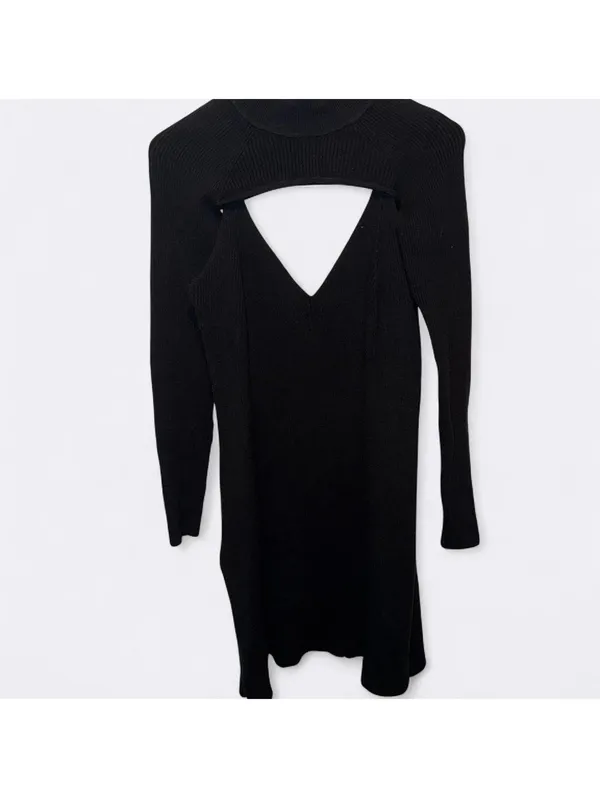 ABERCROMBIE & FITCH BLACK RIBBED DRESS WITH REMOVABLE SHRUG - Image 2