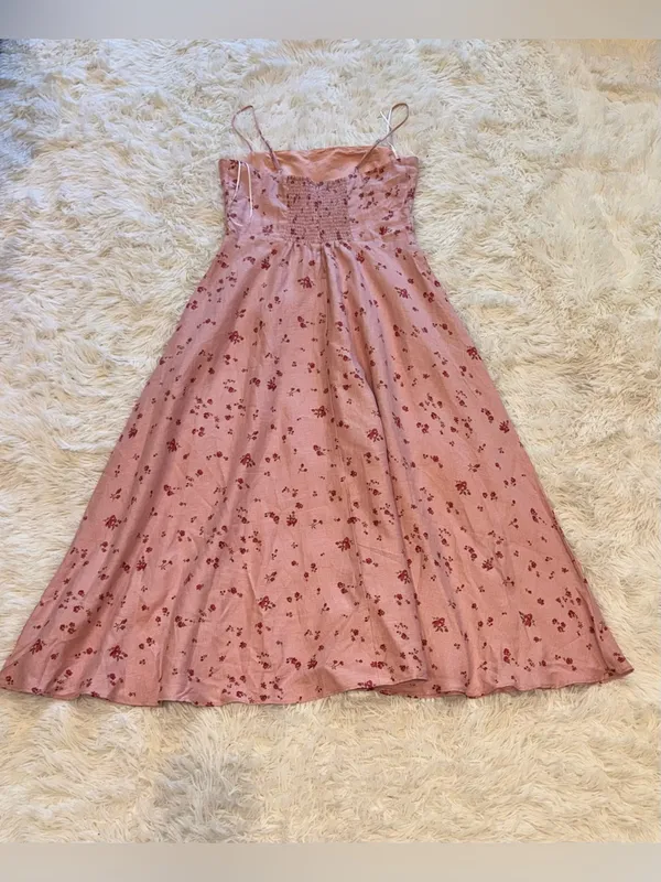 NEW Reformation Monette Noelia floral Linen Pink Maxi Dress sz 12 - Image 8
