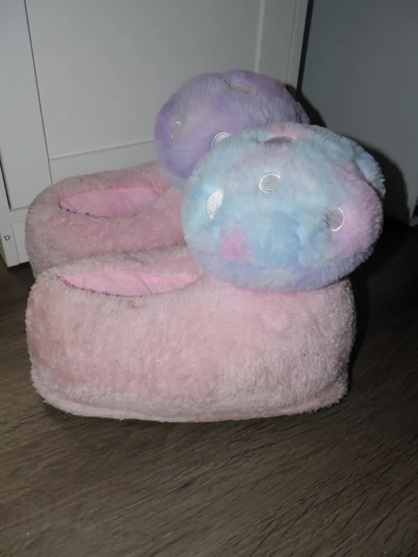 Dolls Kill womens Totally Trippin' Mushroom Slippers - baby pink, blue purple - Image 3