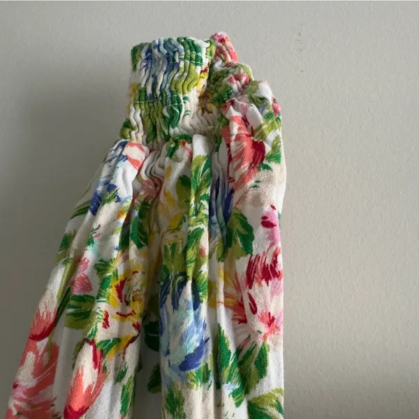 AFRM Revolve Sophie Smocked Top Floral Long Sleeve Square Neck Colorful Spring S - Image 5