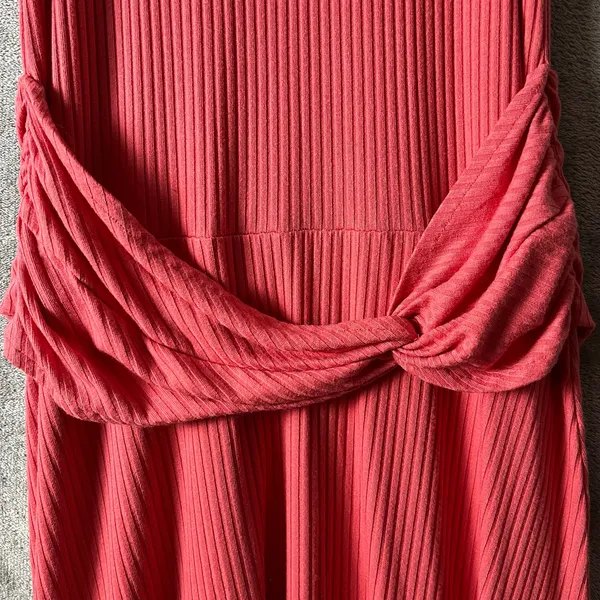 Anthropologie Ribbed Kingsolver Dress MD Handkerchief Hem‎ Coral Summer Tropical - Image 4
