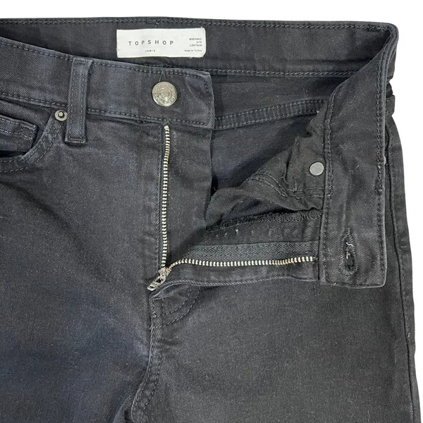 Topshop Jamie Skinny Ankle Jeans‎ 26 Black Mid-Rise Stretch Denim Emo Goth Pants - Image 4