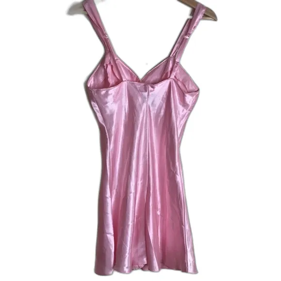 vtg Cacique 90s ladies pink button up‎ nightie babydoll romper size small sexy - Image 8