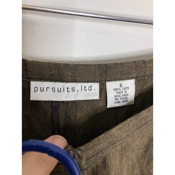 Pursuits Ltd Linen Pant Set Women 12/8 Brown Excellent Vintage Tunic Trousers - Image 6