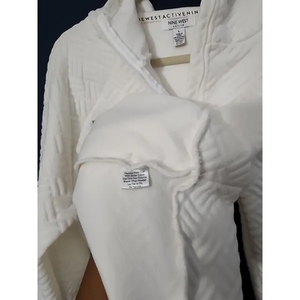 NINE WEST ACTIVE Women's White Quilted Half Zip Pullover‎ Hoodie Large - Image 3