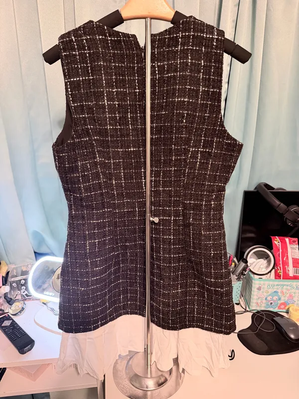 Commence Black & White Tweed pleated hem dress - Image 3