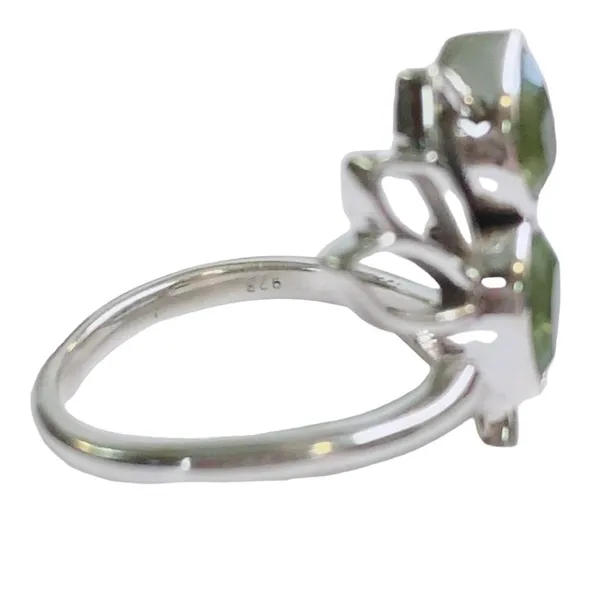 Natural Peridot Dual Stone Ring Silver August Birthstone Green Ring Adjustable 6 - Image 3