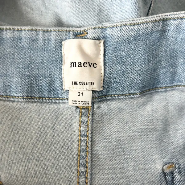 Maeve Anthropologie The Colette Crop Wide Leg High Rise Jeans Light Wash Size 31 - Image 6