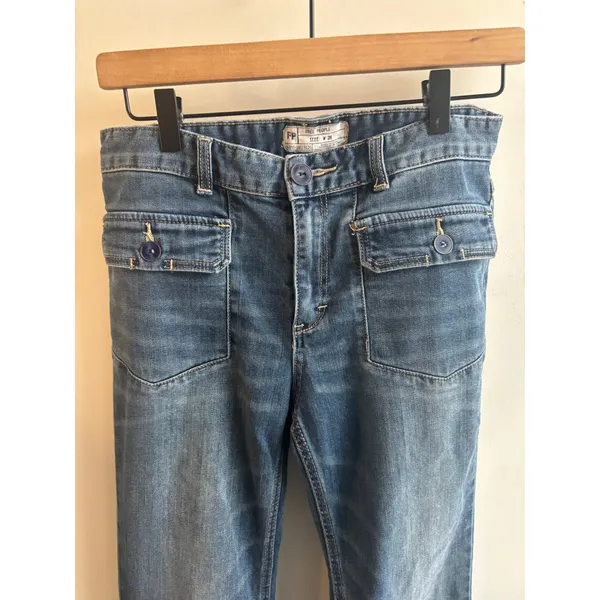 Free People Brette Cropped Wide‎ Leg Jeans 28 boho flare leg retro flattering - Image 3