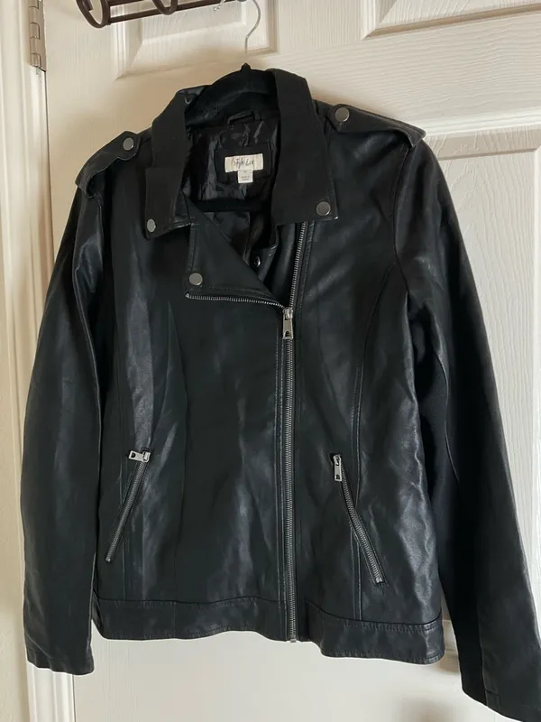 Style & Co. Faux Leather Moto Jacket Size Medium - Image 3