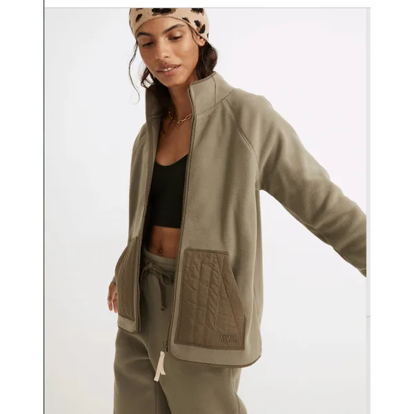 Madewell MWL Betterfleece Zip Quilted-Pocket Jacket Size Small - Image 8